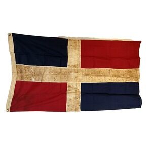 Vintage  Dominican Republic flag Art Decor Organic Textile 70s 80s